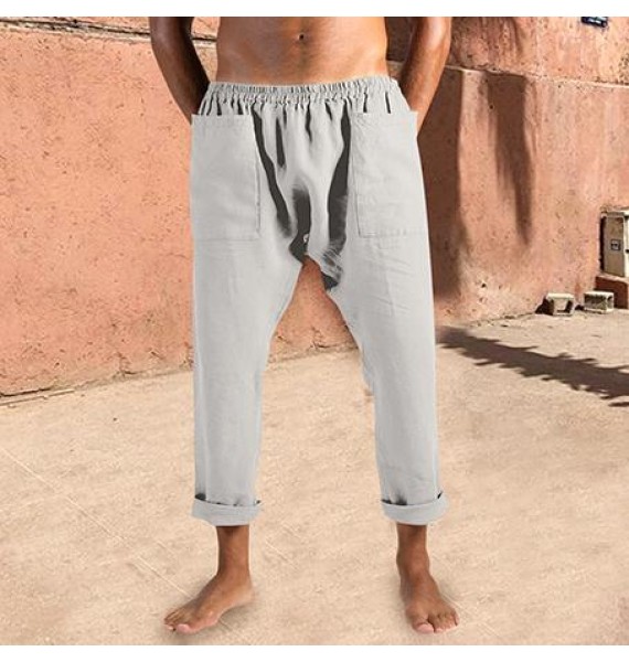 Men's Linen Pocket Panel Casual Pants