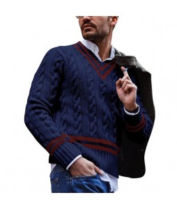 Men's Striped Colorblock Knit Sweater