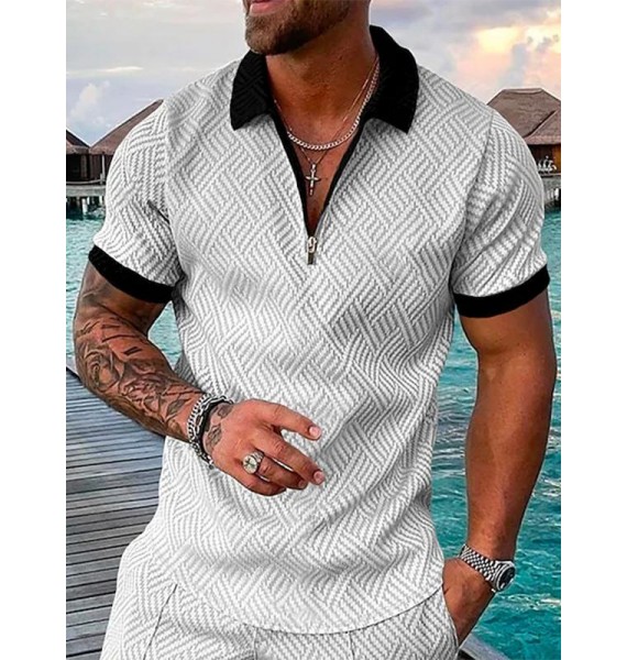 Men's Casual Printed Polo Shirt