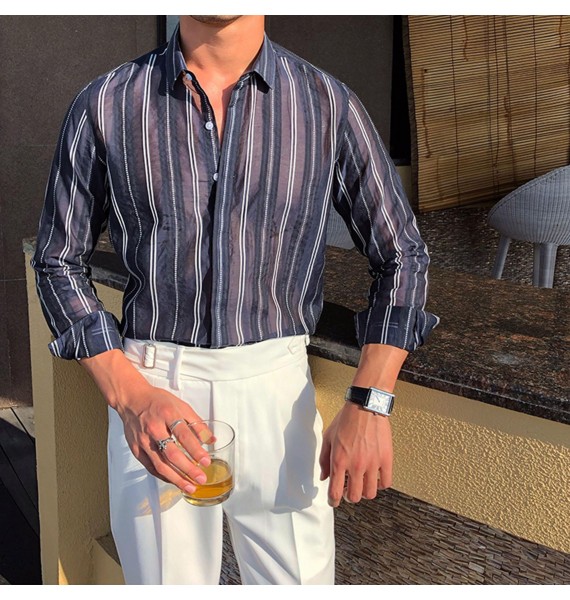 Gentleman Elegant Long-sleeved Breathable Mens Shirt