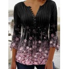 Floral Casual Holiday Weekend Floral Painting Blouse