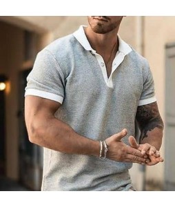 Mens fashion pel solid color casual polo shirt